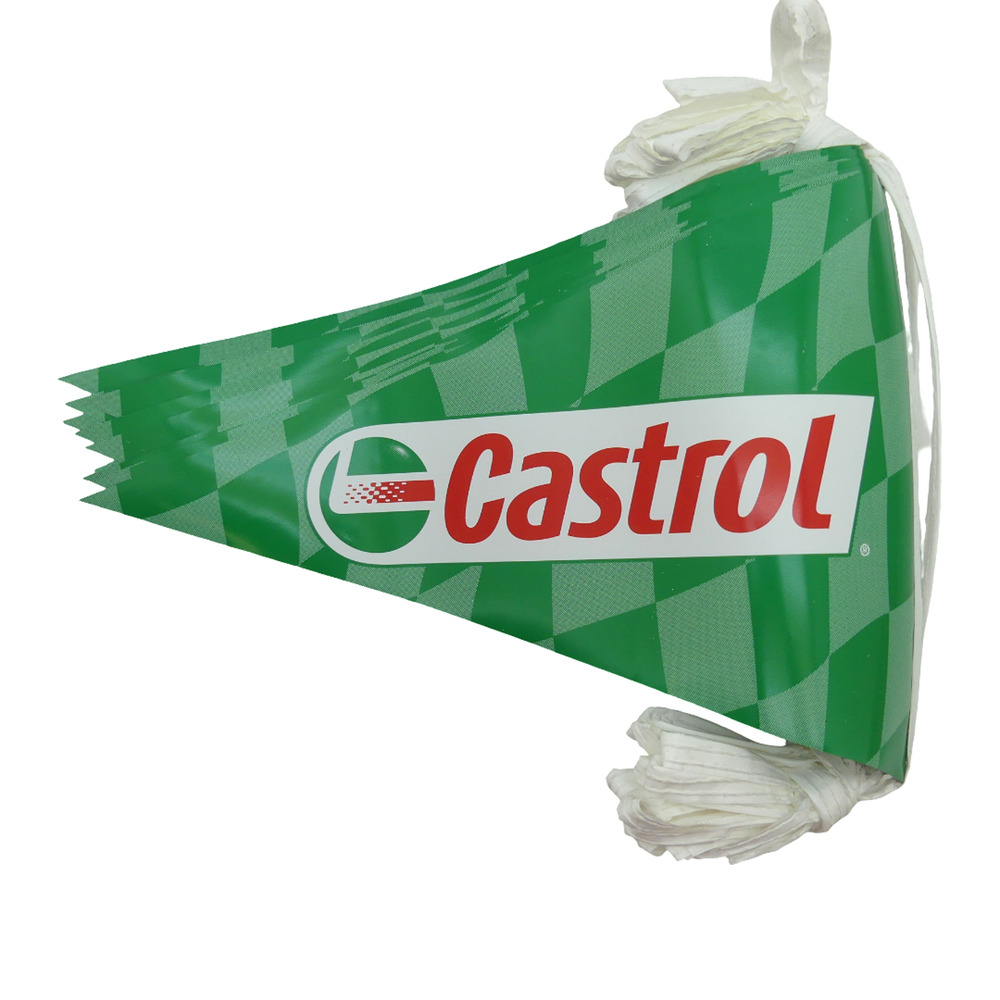 Lot of 24 Vintage Castrol Racing Motor Oil Flag Pennant Banner Green with String